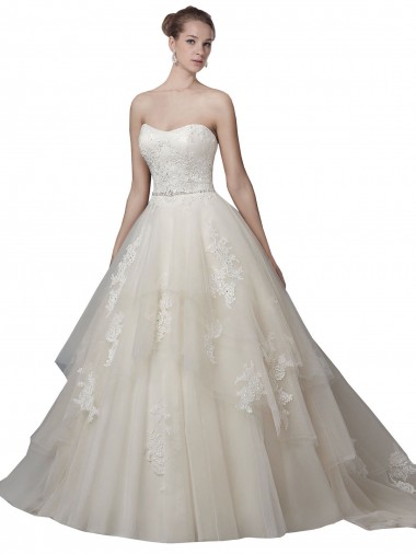 Fábrica de Lombar Tule & Renda Colher Comboio Capela Sem Mangas Vestidos de Noiva