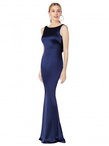 Fábrica de Lombar Cetim Elástico Cabeçada Comprimento Chão Sem Mangas Longo Vestidos de Madrinha / Vestidos de Noite / Vestidos de Festa