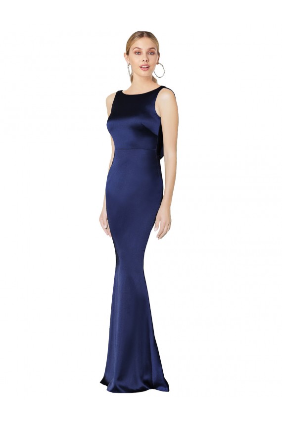 Fábrica de Lombar Cetim Elástico Cabeçada Comprimento Chão Sem Mangas Longo Vestidos de Madrinha / Vestidos de Noite / Vestidos de Festa