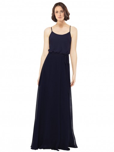 Fábrica de Chiffon Colher Comprimento Chão Sem Mangas Longo Vestidos de Madrinha