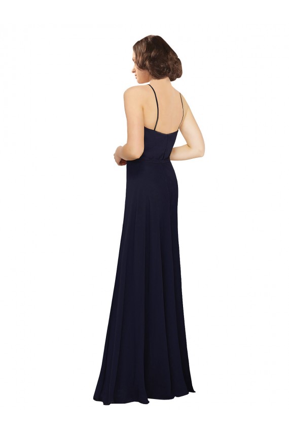 Fábrica de Chiffon Colher Comprimento Chão Sem Mangas Longo Vestidos de Madrinha