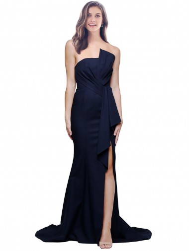 Fábrica de Lombar Crepe Esticado Sem alças Comboio Varredela Sem Mangas Vestidos de Madrinha / Vestidos de Festa