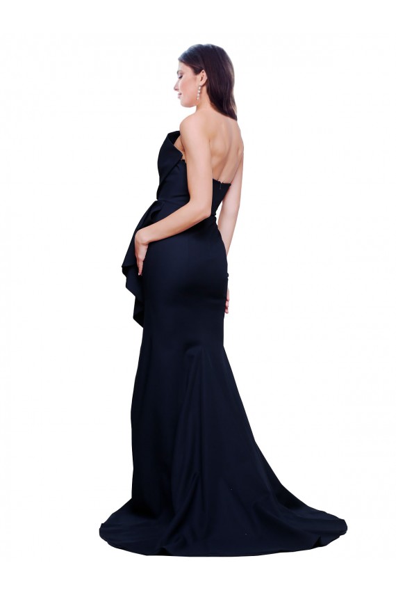 Fábrica de Lombar Crepe Esticado Sem alças Comboio Varredela Sem Mangas Vestidos de Madrinha / Vestidos de Festa