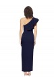 Fábrica de Crepe Esticado Um Ombro Comprimento Chão Sem Mangas Marinha Negra Vestidos de Madrinha / Vestidos de Noite / Vestidos de Festa