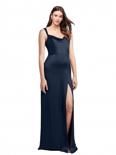 Fábrica de Lombar Cetim Elástico Decote Capuz Comprimento Chão Sem Mangas Vestidos de Madrinha / Vestidos de Noite / Vestidos de Festa