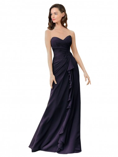 Fábrica de Chiffon Amor Comprimento Chão Sem Mangas Marinha Negra Vestidos de Madrinha