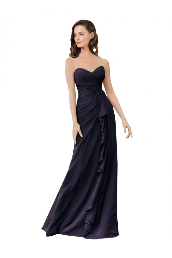 Fábrica de Chiffon Amor Comprimento Chão Sem Mangas Marinha Negra Vestidos de Madrinha