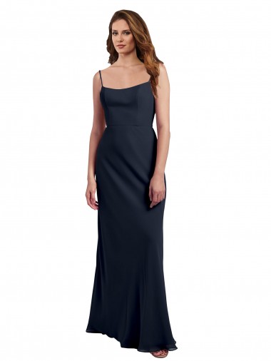 Fábrica de Abrir de volta Chiffon Alças finas Comprimento Chão Sem Mangas Vestidos de Madrinha / Vestidos Formais