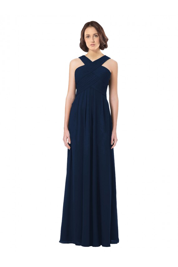 Fábrica de Costas em V Chiffon Fora do Ombro Comprimento Chão Sem Mangas Vestidos de Madrinha