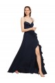 Fábrica de Criss Cruz Chiffon Alças finas Comprimento Chão Sem Mangas Vestidos de Festa / Vestidos de Madrinha
