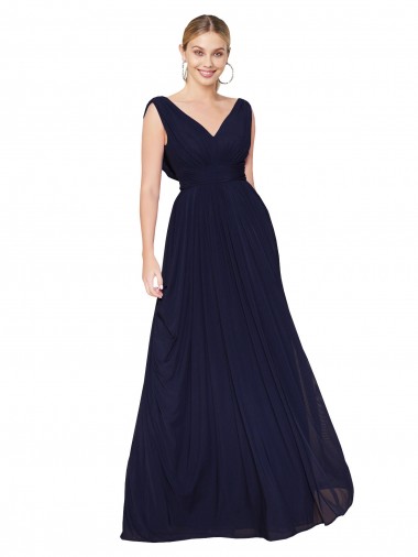 Fábrica de Chiffon Decote V Comprimento Chão Sem Mangas Vestidos de Madrinha / Vestidos de Noite / Vestidos de Festa