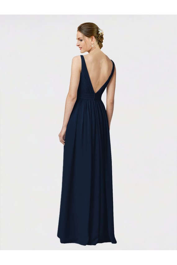 Fábrica de Chiffon Decote V Comprimento Chão Sem Mangas Vestido de Madrinha Formais / Vestido de Festa