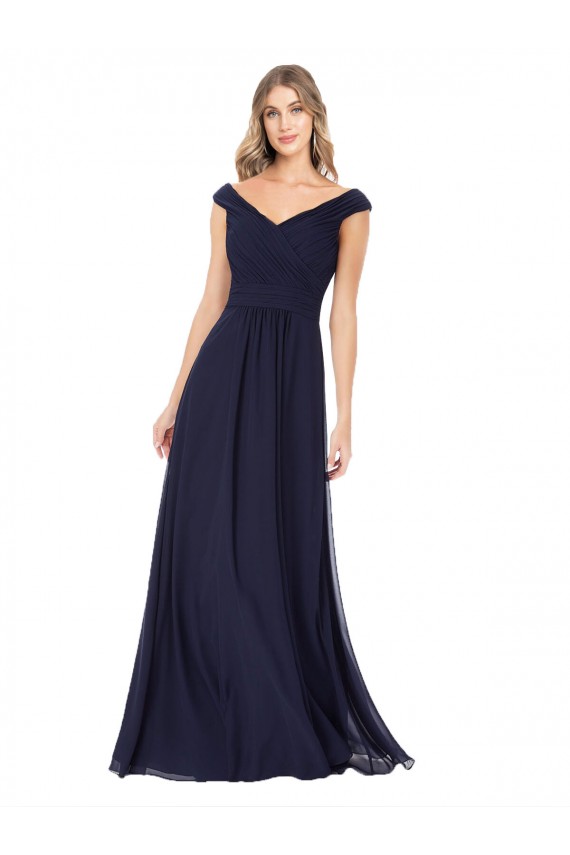Fábrica de Chiffon Fora do Ombro Comprimento Chão Sem Mangas Longo Vestidos de Madrinha