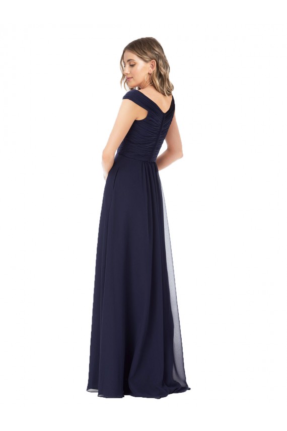 Fábrica de Chiffon Fora do Ombro Comprimento Chão Sem Mangas Longo Vestidos de Madrinha