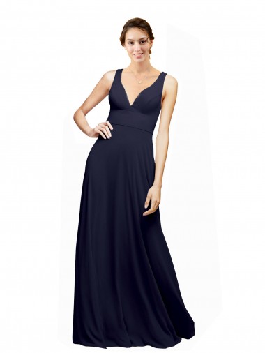 Fábrica de Abrir de volta Chiffon Decote V Comprimento Chão Sem Mangas Vestido de Madrinha