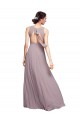 Fábrica de Abrir de volta Chiffon Decote V Comprimento Chão Sem Mangas Vestido de Madrinha