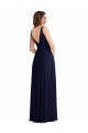 Fábrica de Costas em V Chiffon Decote V Comprimento Chão Sem Mangas Vestido Formais / Vestido de Madrinha