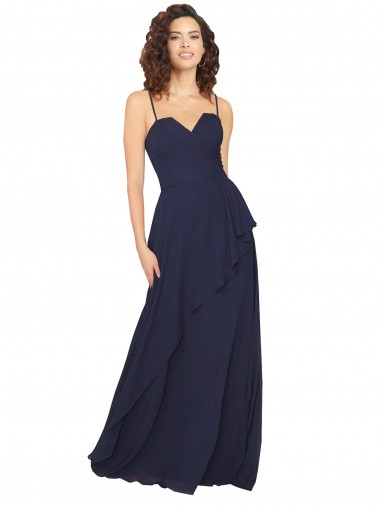 Fábrica de Lombar Chiffon Decote V Comprimento Chão Sem Mangas Vestido de Madrinha