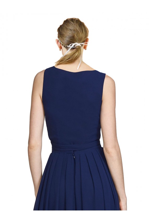 Fábrica de Chiffon Decote V Comprimento Chão Sem Mangas Longo Vestido de Madrinha Formais