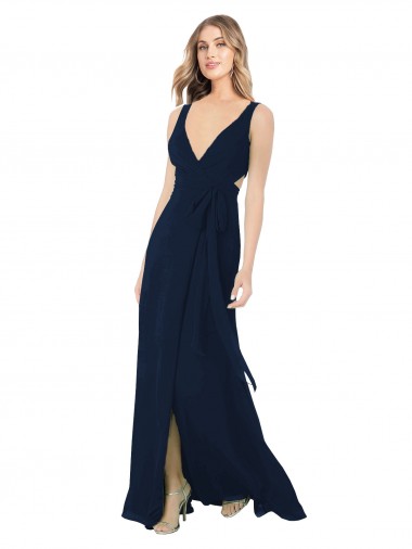 Fábrica de Chiffon Decote V Comprimento Chão Sem Mangas Vestidos de Baile Formais