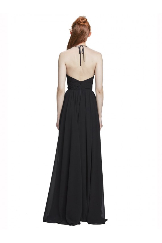Fábrica de Chiffon Cabeçada Comprimento Chão Sem Mangas Vestidos de Baile Formais