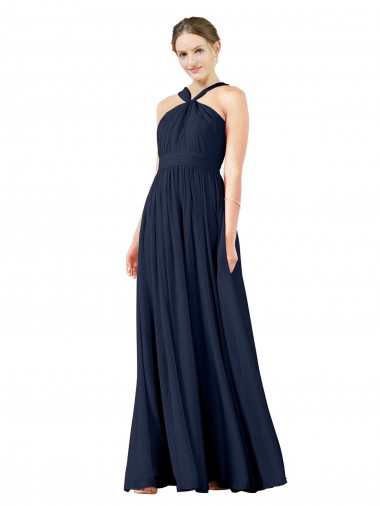 Fábrica de Chiffon Decote V Comprimento Chão Sem Mangas Vestido de Baile Formais