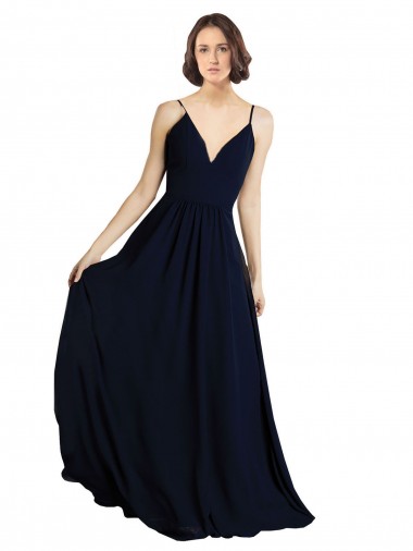 Fábrica de Chiffon Decote V Comprimento Chão Sem Mangas Vestido de Madrinha Formais / Vestido de Baile