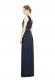 Fábrica de Chiffon Decote V Comprimento Chão Sem Mangas Marinha Negra Vestidos de Madrinha