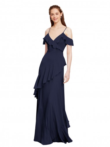 Fábrica de Chiffon Fora do Ombro Comprimento Chão Sem Mangas Vestido de Madrinha Formais / Vestido de Baile