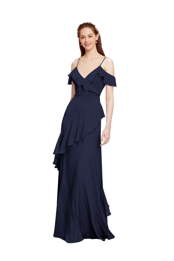 Fábrica de Chiffon Fora do Ombro Comprimento Chão Sem Mangas Vestido de Madrinha Formais / Vestido de Baile