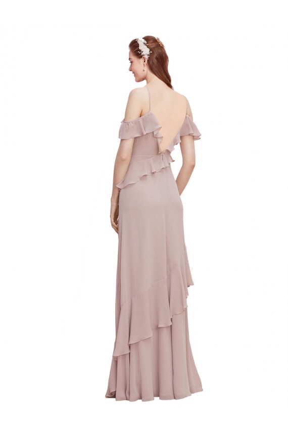 Fábrica de Chiffon Fora do Ombro Comprimento Chão Sem Mangas Vestido de Madrinha Formais / Vestido de Baile