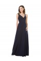 Fábrica de Buraco da fechadura Chiffon & Renda Decote V Comprimento Chão Sem Mangas Vestidos de Madrinha