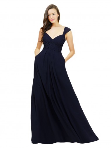 Fábrica de Chiffon Decote V Comprimento Chão Sem Mangas Vestido de Madrinha Formais