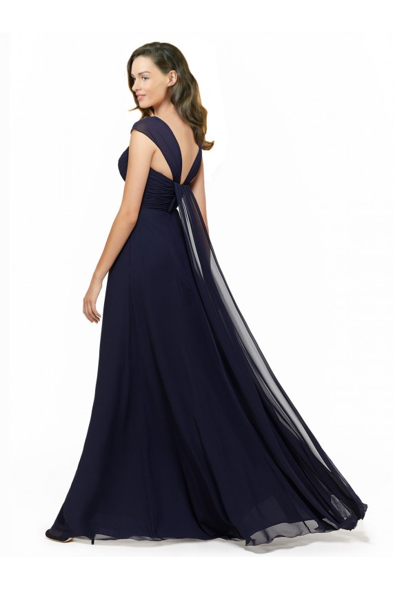 Fábrica de Chiffon Decote V Comprimento Chão Sem Mangas Vestido de Madrinha Formais