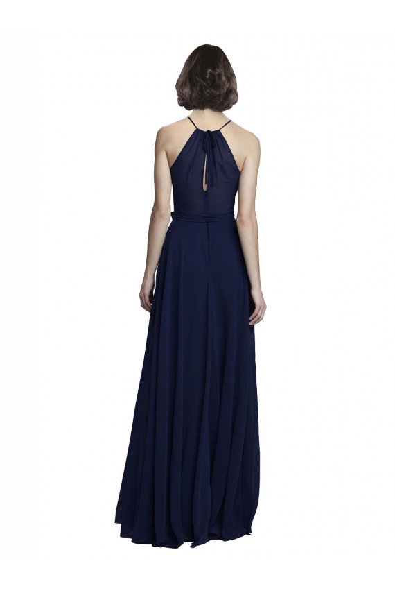 Fábrica de Chiffon Cabeçada Comprimento Chão Sem Mangas Vestidos Formais / Vestidos de Madrinha