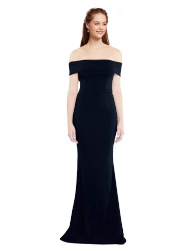 Fábrica de Buraco da fechadura Crepe Esticado Fora do Ombro Comprimento Chão Sem Mangas Longo Vestidos de Madrinha / Vestidos de Noite / Vestidos de Festa
