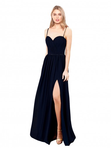 Fábrica de Chiffon Alças finas Comprimento Chão Sem Mangas Vestidos de Madrinha / Vestidos de Noite