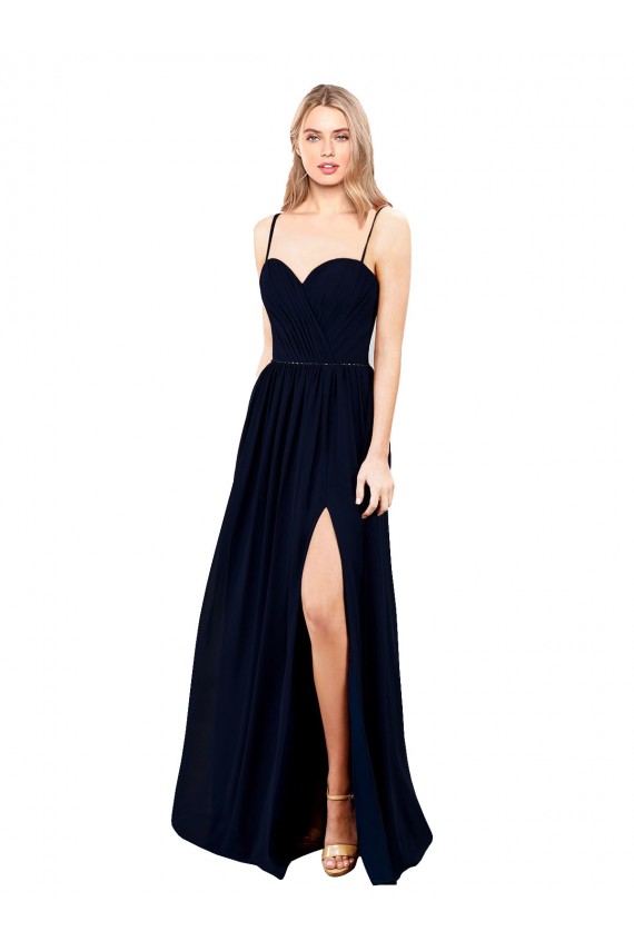 Fábrica de Chiffon Alças finas Comprimento Chão Sem Mangas Vestidos de Madrinha / Vestidos de Noite