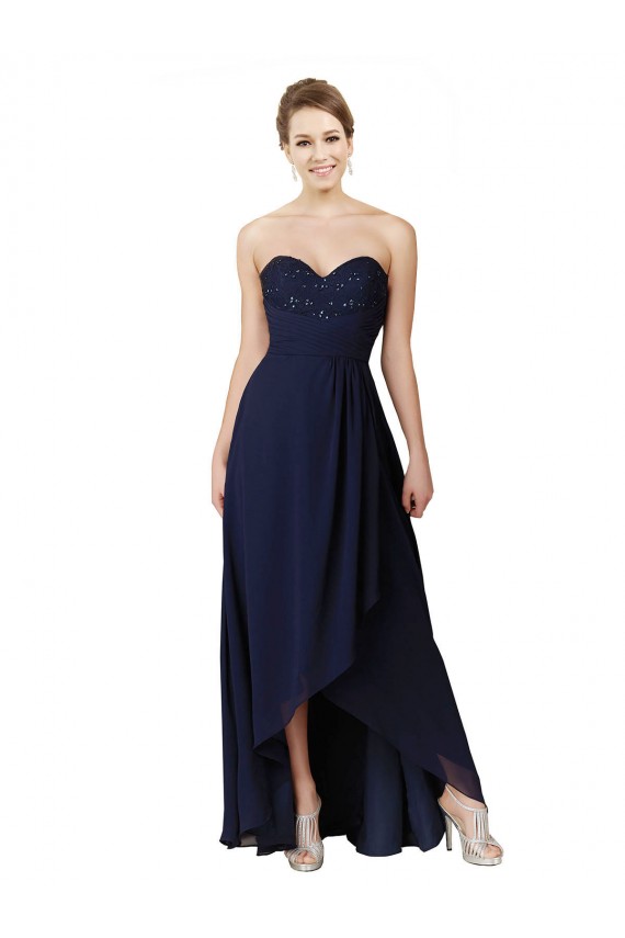Fábrica de Chiffon Amor Comprimento Chão Sem Mangas Alto Baixo Alto Baixo, Vestidos de Madrinha