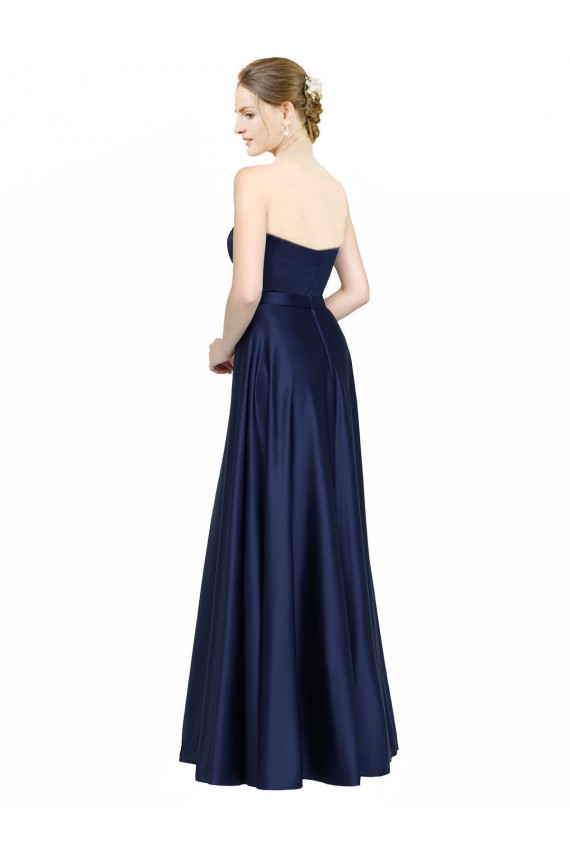 Fábrica de Lombar Cetim Elástico Amor Comprimento Chão Sem Mangas Vestidos de Madrinha / Vestidos de Noite