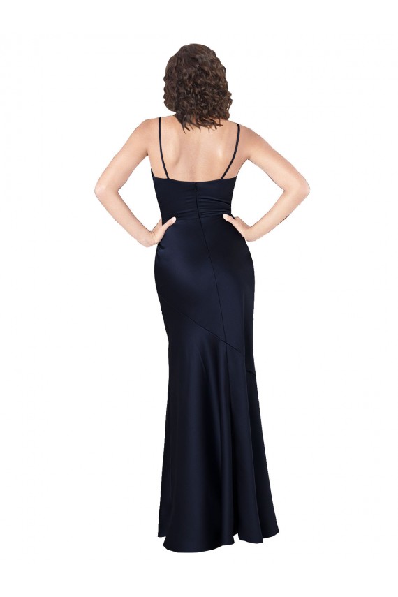 Fábrica de Cetim Sedoso Decote Capuz Comprimento Chão Sem Mangas Longo Vestidos de Madrinha / Vestidos de Noite / Vestidos de Festa