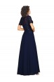 Fábrica de Chiffon Decote redondo Comprimento Chão Mangas Curtas Vestidos de Madrinha / Vestidos de Festa