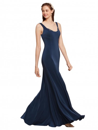 Fábrica de Lombar Crepe Esticado Decote redondo Comprimento Chão Sem Mangas Vestidos de Madrinha / Vestidos de Noite / Vestidos de Festa