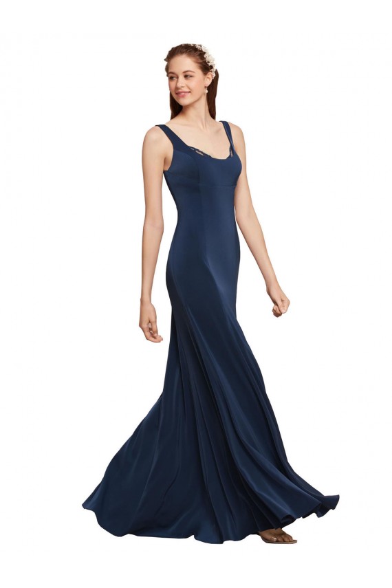 Fábrica de Lombar Crepe Esticado Decote redondo Comprimento Chão Sem Mangas Vestidos de Madrinha / Vestidos de Noite / Vestidos de Festa