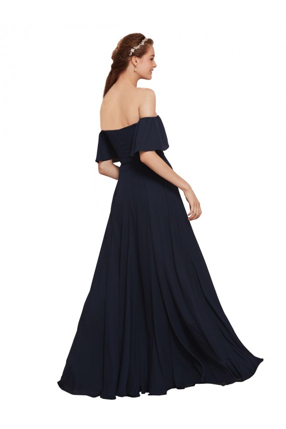 Fábrica de Chiffon Fora do Ombro Comprimento Chão Sem Mangas Longo Vestidos de Madrinha / Vestidos de Festa