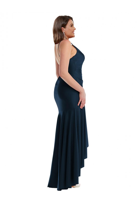 Fábrica de Cetim Sedoso Alças finas Comprimento Chão Sem Mangas Longo Vestidos de Madrinha / Vestidos de Noite / Vestidos de Festa