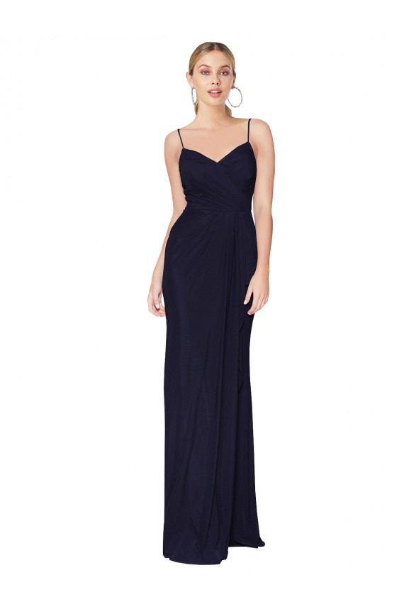 Fábrica de Costas em V Chiffon Alças finas Comprimento Chão Sem Mangas Vestidos de Madrinha / Vestidos de Noite / Vestidos de Festa