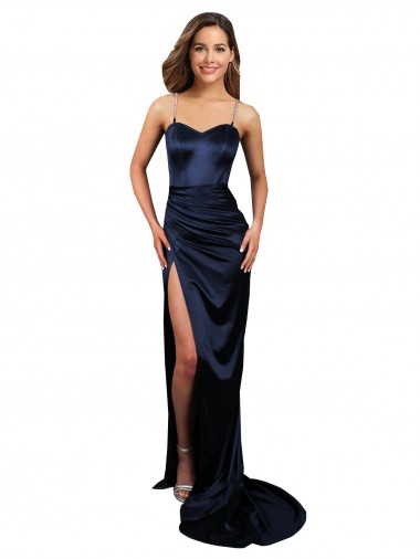 Fábrica de Cetim Elástico Amor Comprimento Chão Sem Mangas Vestidos de Madrinha / Vestidos de Noite / Vestidos de Festa