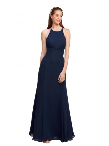 Fábrica de Chiffon Cabeçada Comprimento Chão Sem Mangas Vestidos de Madrinha / Vestidos de Festa