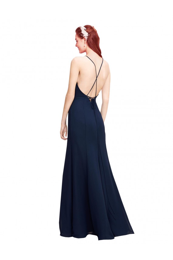 Fábrica de Chiffon Cabeçada Comprimento Chão Sem Mangas Vestidos de Madrinha / Vestidos de Festa